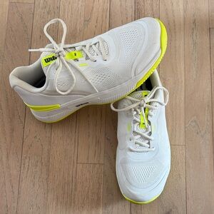 Wore Once Like New Wilson White & Neon Yellow Tennis Sneakers sz 10